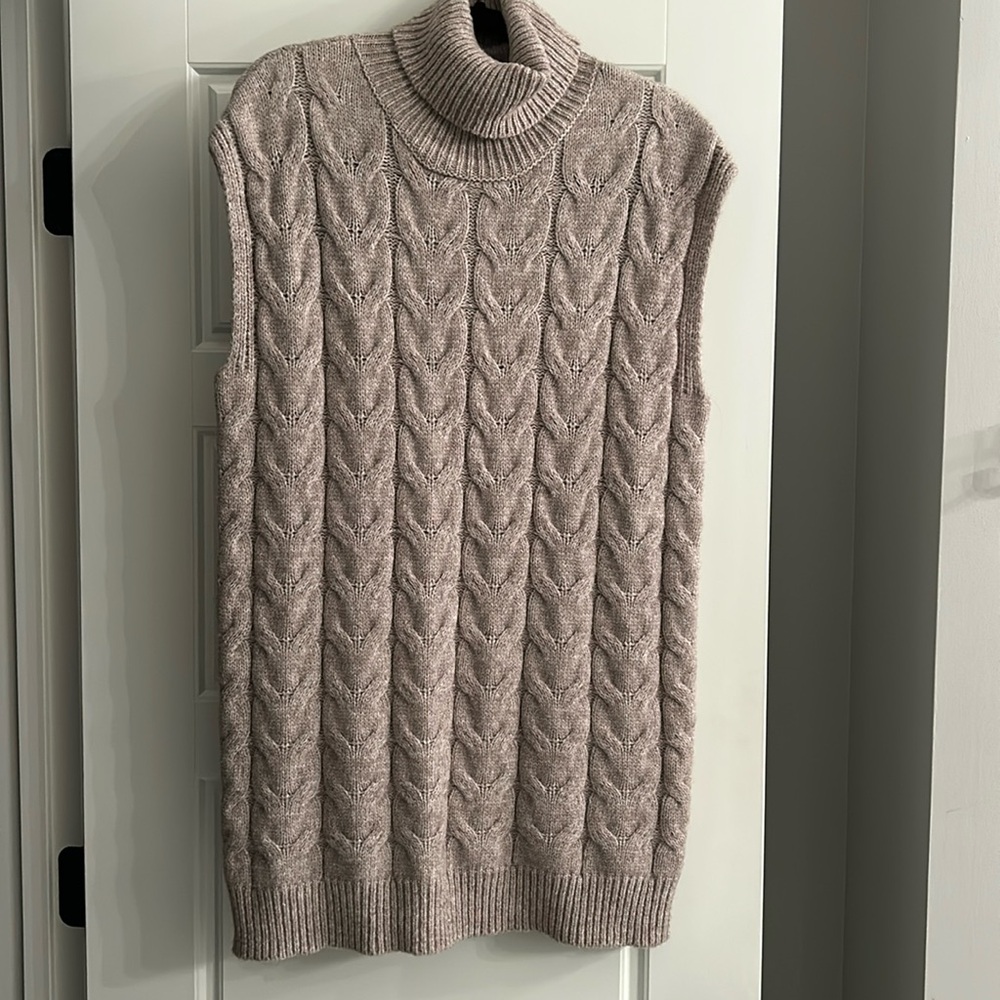 Elan tunic length sleeveless turtleneck sweater